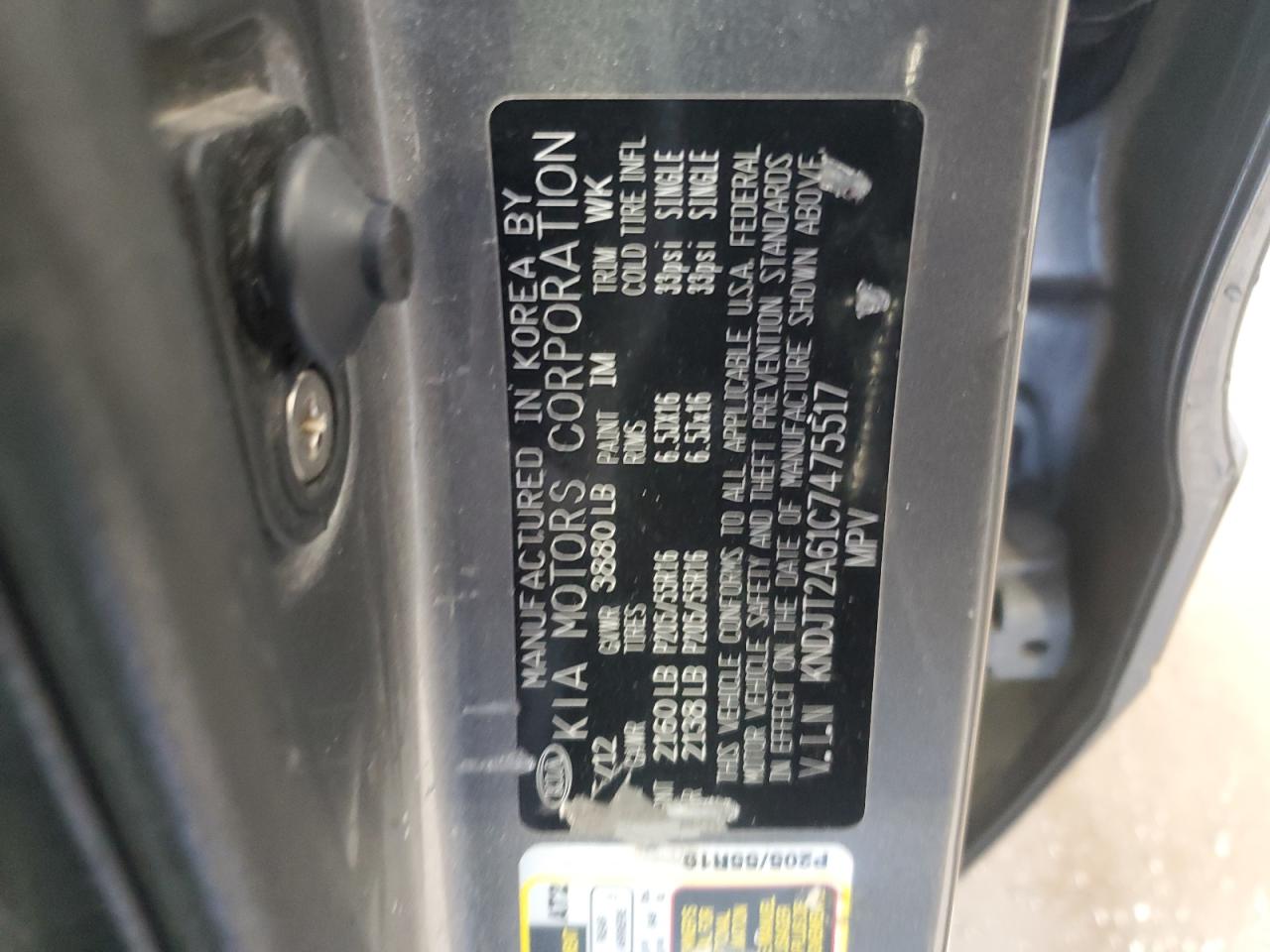 2012 KIA Soul VIN KNDJT2A61C7475517 Copart auction photo, vandalism damage thumbnail 12