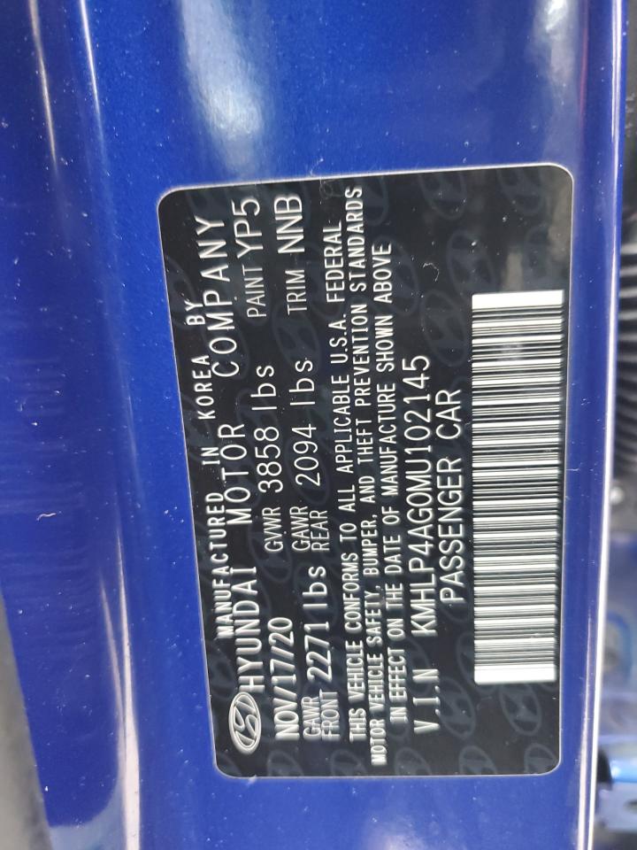 2021 Hyundai Elantra VIN KMHLP4AG0MU102145 Copart auction photo, side damage thumbnail 12