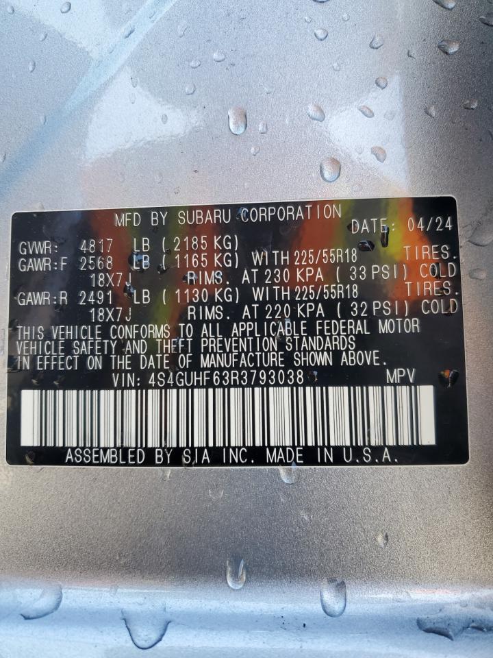 2024 Subaru XV VIN 4S4GUHF63R3793038 Copart auction photo, rollover damage thumbnail 14