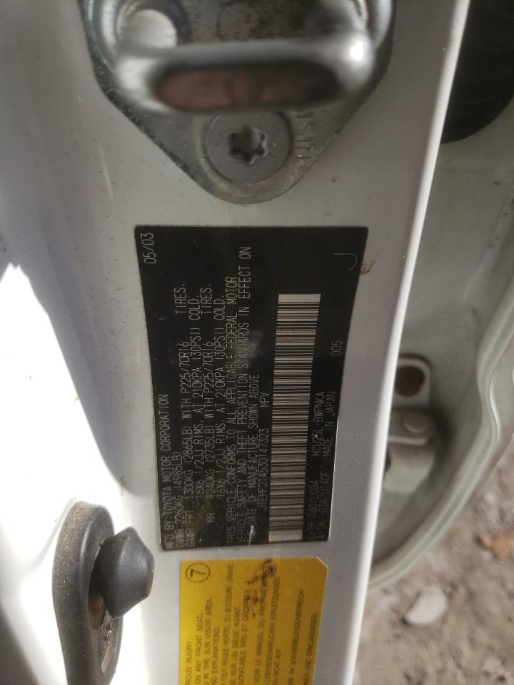 2003 Toyota Highlander VIN JTEHF21A530147323 Copart auction photo, all over damage thumbnail 16
