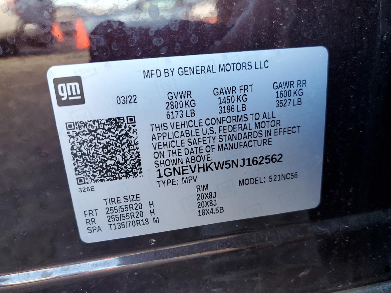 2022 Chevrolet Traverse VIN 1GNEVHKW5NJ162562 Copart auction photo, side damage thumbnail 13