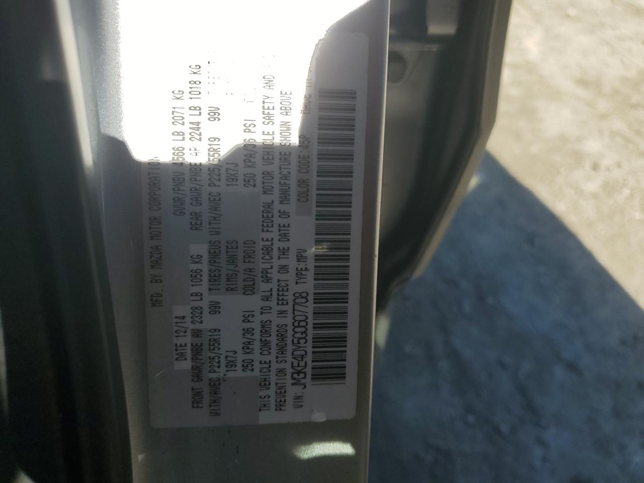 2016 Mazda CX-5 VIN JM3KE4DY5G0607708 Copart auction photo, side damage thumbnail 13