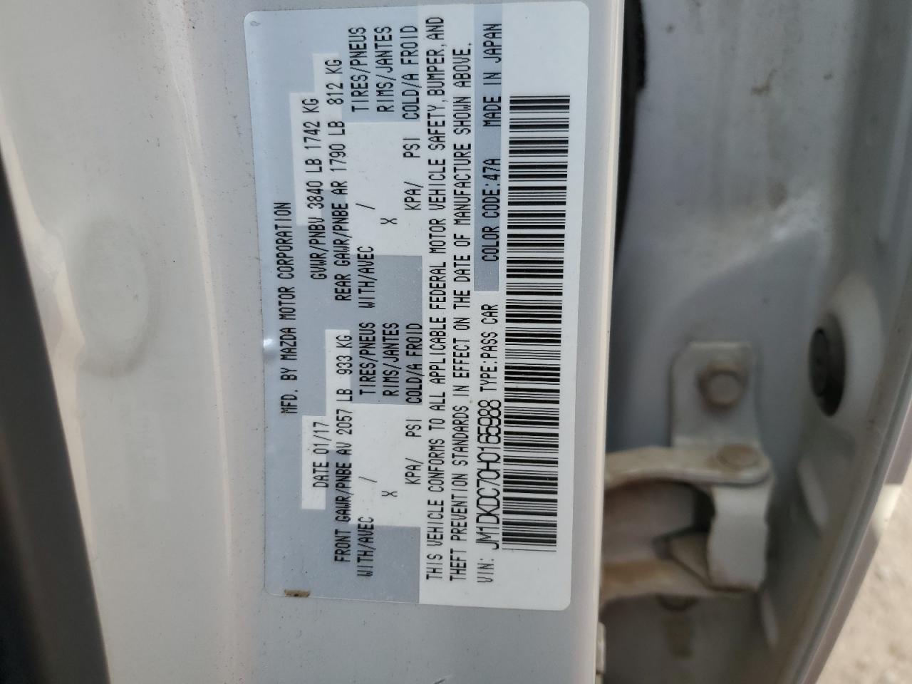 2017 Mazda CX-3 VIN JM1DKDC70H0165988 Copart auction photo, front end / side damage thumbnail 13