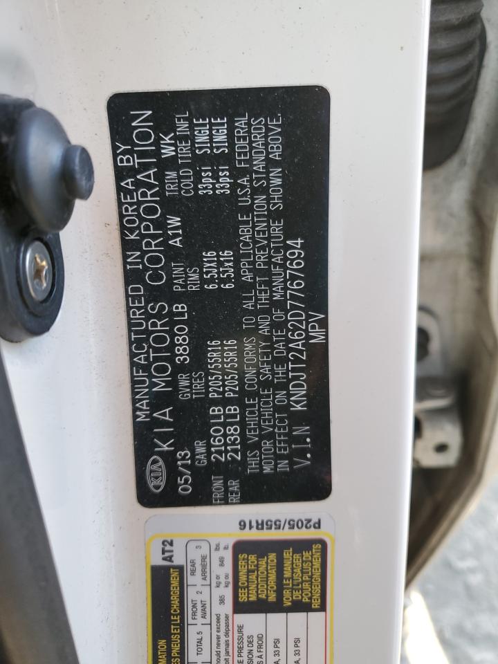 2013 KIA Soul VIN KNDJT2A62D7767694 Copart auction photo, front end / undercarriage damage thumbnail 13