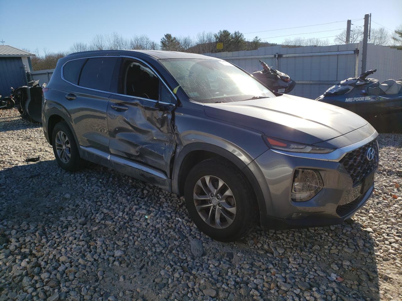 2019 Hyundai Santa Fe VIN 5NMS3CAD0KH037359 Copart auction photo, side / minor dent/scratches damage thumbnail 4