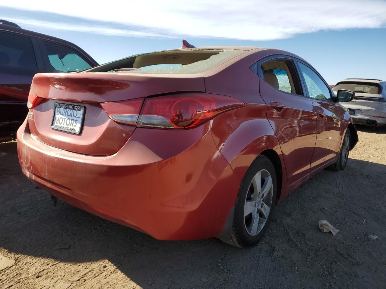 2013 Hyundai Elantra VIN KMHDH4AE4DU568158 Copart auction photo, vandalism / all over damage thumbnail 3