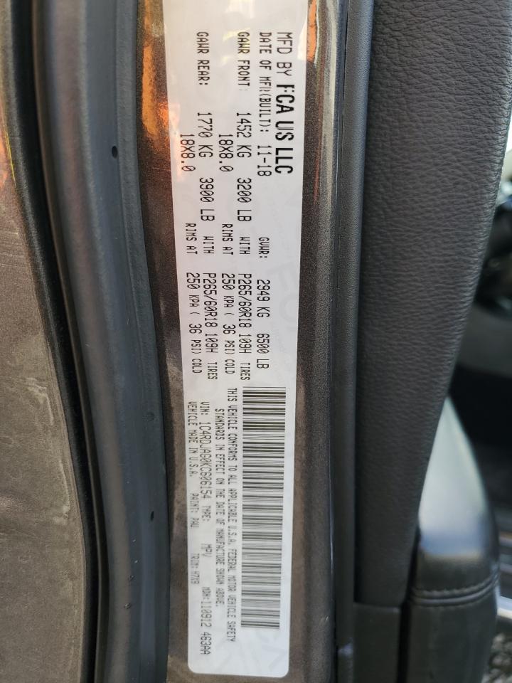 2019 Dodge Durango VIN 1C4RDJAG0KC606154 Copart auction photo, all over damage thumbnail 13