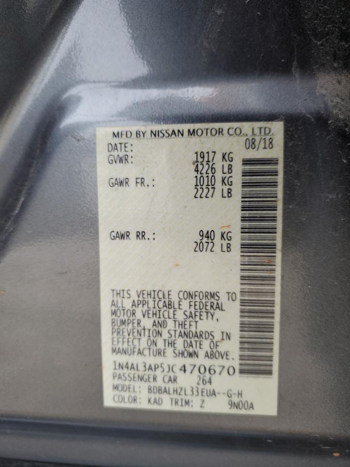 2018 Nissan Altima VIN 1N4AL3AP5JC470670 Copart auction photo, front end damage thumbnail 13
