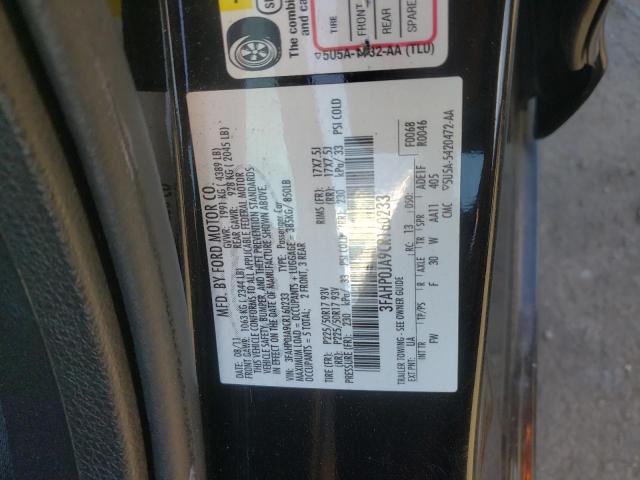 2012 Ford Fusion VIN 3FAHP0JA9CR160233 Copart auction photo, front end damage thumbnail 12