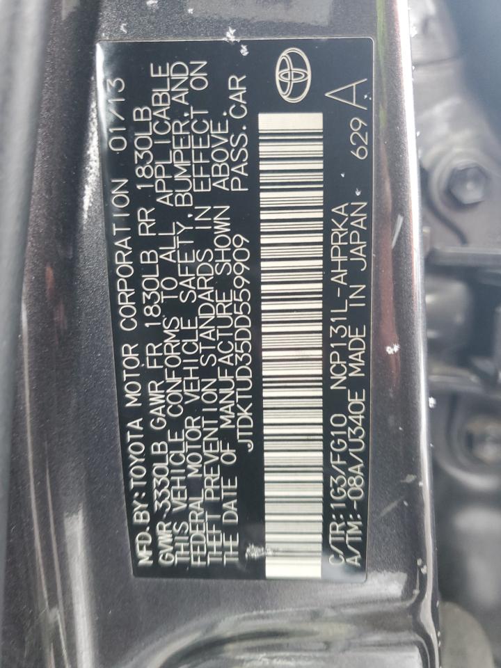 2013 Toyota Yaris VIN JTDKTUD35DD559909 Copart auction photo, rear end damage thumbnail 13