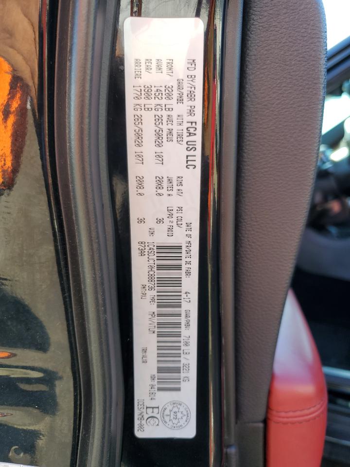 2017 Dodge Durango VIN 1C4SDJCT0HC888736 Copart auction photo, front end / side damage thumbnail 13