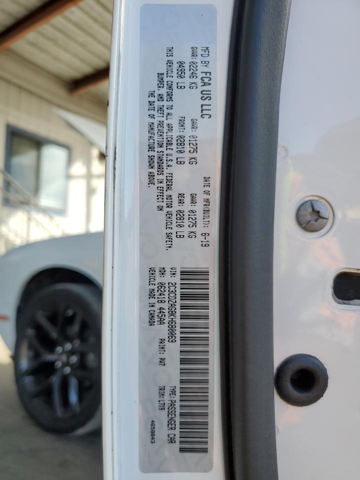 2019 Dodge Challenger VIN 2C3CDZAG8KH680069 Copart auction photo, rear end damage thumbnail 14
