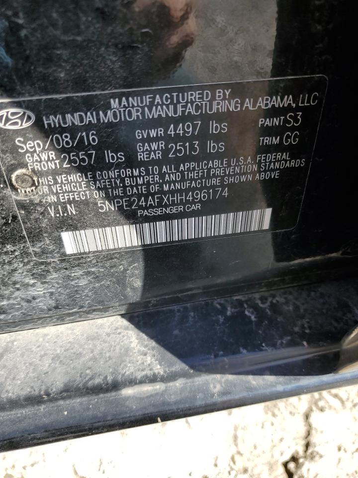 2017 Hyundai Sonata VIN 5NPE24AFXHH496174 Copart auction photo, undercarriage damage thumbnail 12