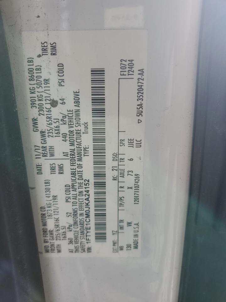 2018 Ford Transit VIN 1FTYE1CM0JKA24152 Copart auction photo, minor dent/scratches damage thumbnail 13