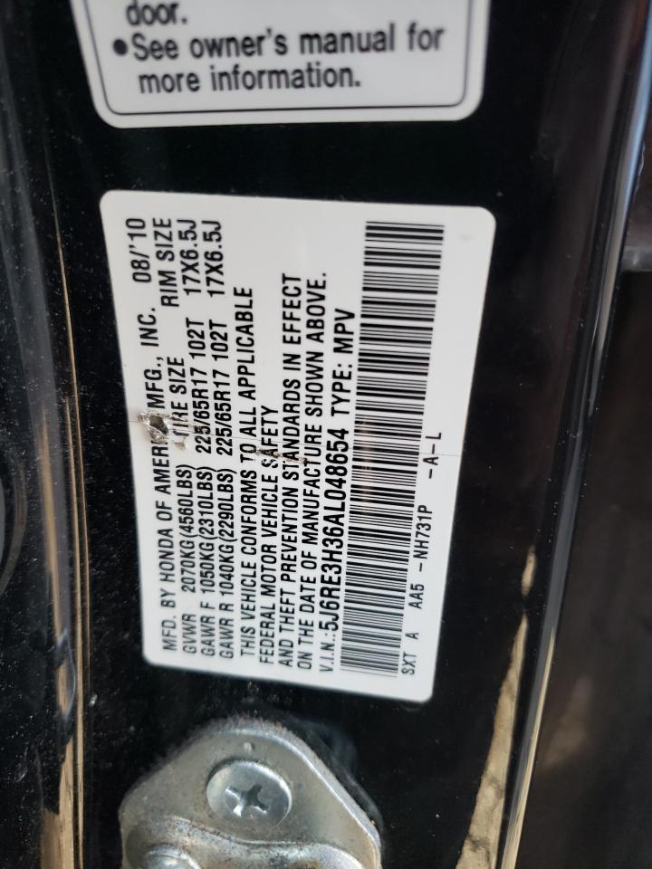 2010 Honda CR-V VIN 5J6RE3H36AL048654 Copart auction photo, front end damage thumbnail 14