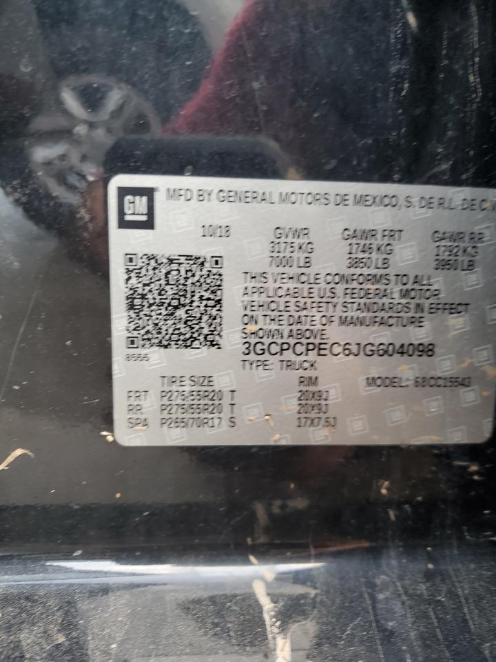2018 Chevrolet Silverado VIN 3GCPCPEC6JG604098 Copart auction photo, water/flood damage thumbnail 12
