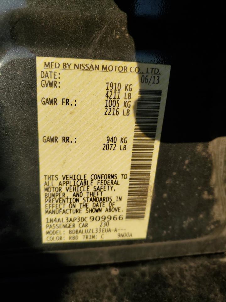 2013 Nissan Altima VIN 1N4AL3AP3DC909966 Copart auction photo, front end damage thumbnail 12