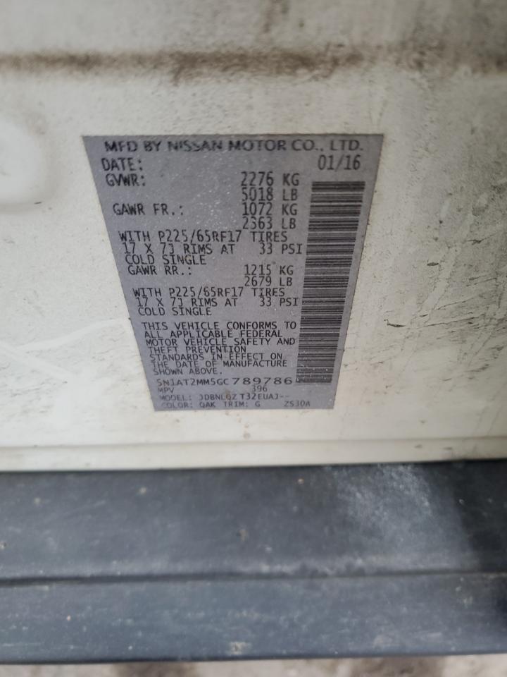 2016 Nissan Rogue VIN 5N1AT2MM5GC789786 Copart auction photo, biohazard/chemical / all over damage thumbnail 13