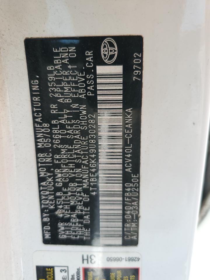 2009 Toyota Camry VIN 4T1BE46K49U830282 Copart auction photo, front end damage thumbnail 12