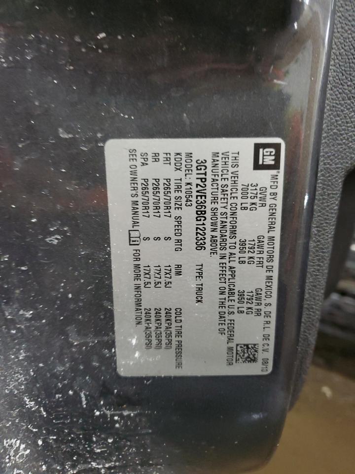 2011 GMC Sierra VIN 3GTP2VE36BG122336 Copart auction photo, front end damage thumbnail 15