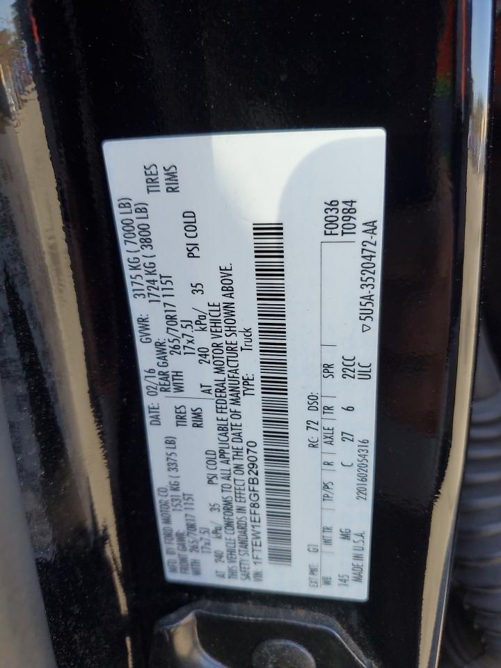 2016 Ford F-150 VIN 1FTEW1EF8GFB29070 Copart auction photo, front end damage thumbnail 13