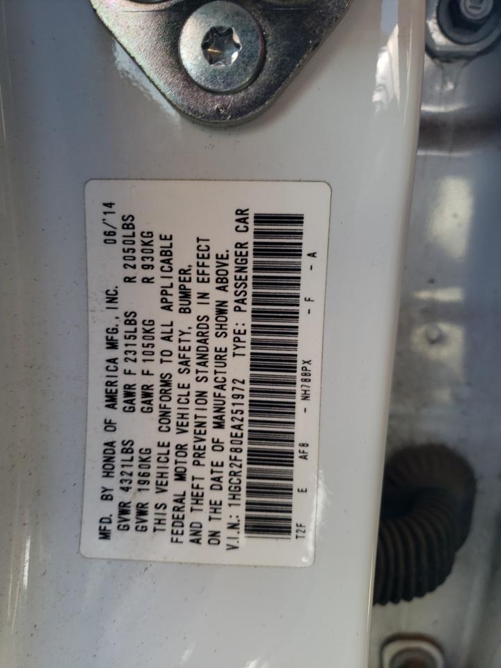 2014 Honda Accord VIN 1HGCR2F80EA251972 Copart auction photo, front end damage thumbnail 13