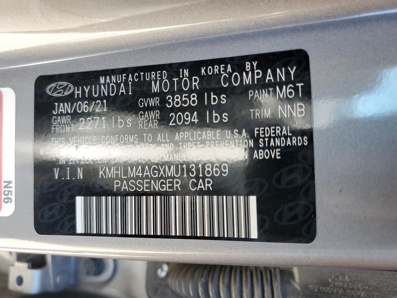 2021 Hyundai Elantra VIN KMHLM4AGXMU131869 Copart auction photo, front end damage thumbnail 14