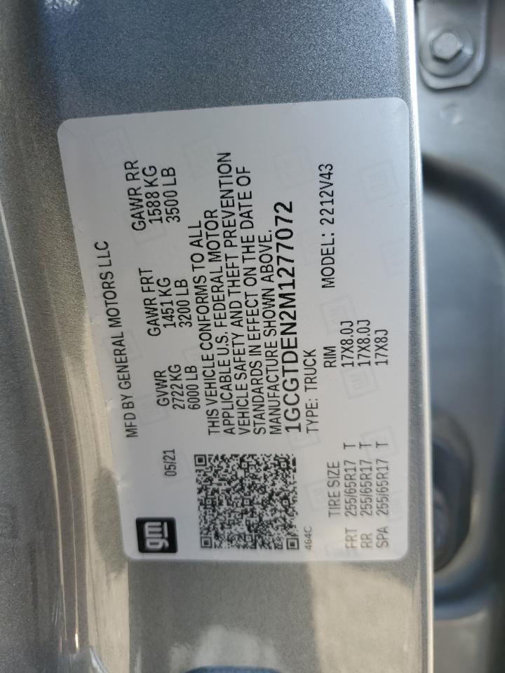 2021 Chevrolet Colorado VIN 1GCGTDEN2M1277072 Copart auction photo, front end damage thumbnail 12
