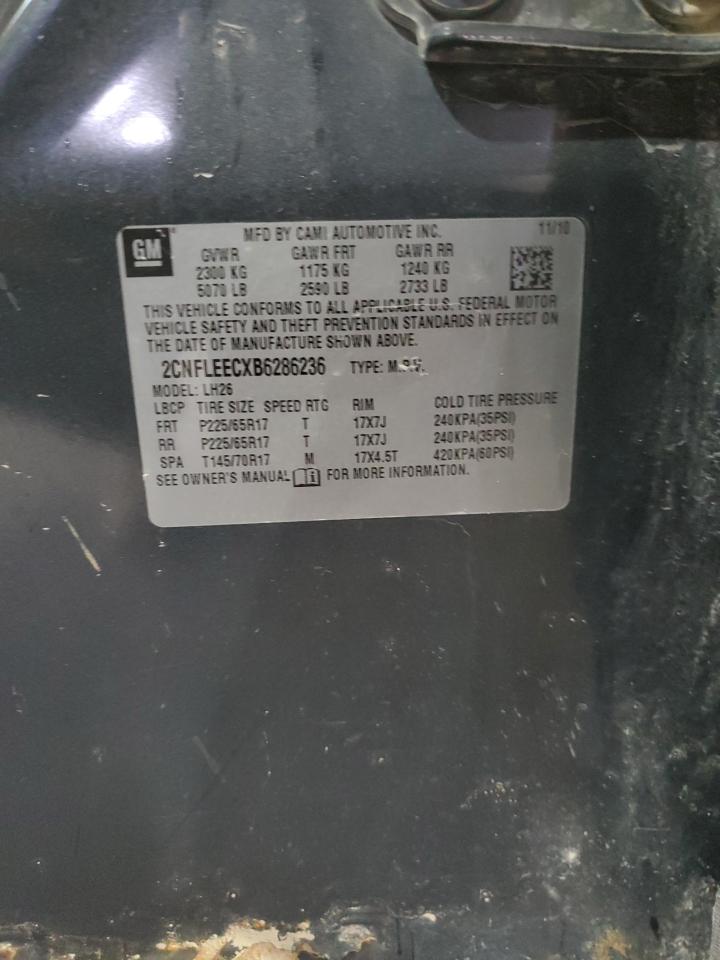 2011 Chevrolet Equinox VIN 2CNFLEECXB6286236 Copart auction photo, front end damage thumbnail 15
