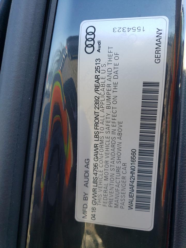 2017 Audi A4 VIN WAUENAF42HN016560 Copart auction photo, front end damage thumbnail 14