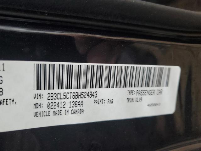 2011 Dodge Charger VIN 2B3CL5CT6BH524843 Copart auction photo, side damage thumbnail 12