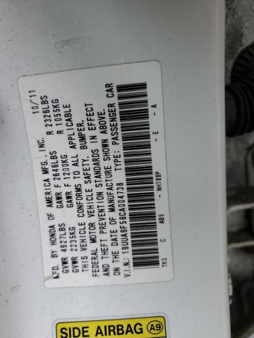 2012 Acura TL VIN 19UUA9F58CA004738 Copart auction photo, front end / side damage thumbnail 12