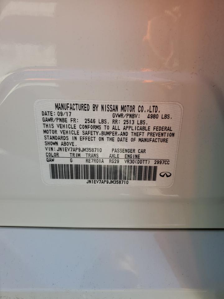 2018 Infiniti Q50 VIN JN1EV7AP9JM359710 Copart auction photo, rear end / water/flood damage thumbnail 12