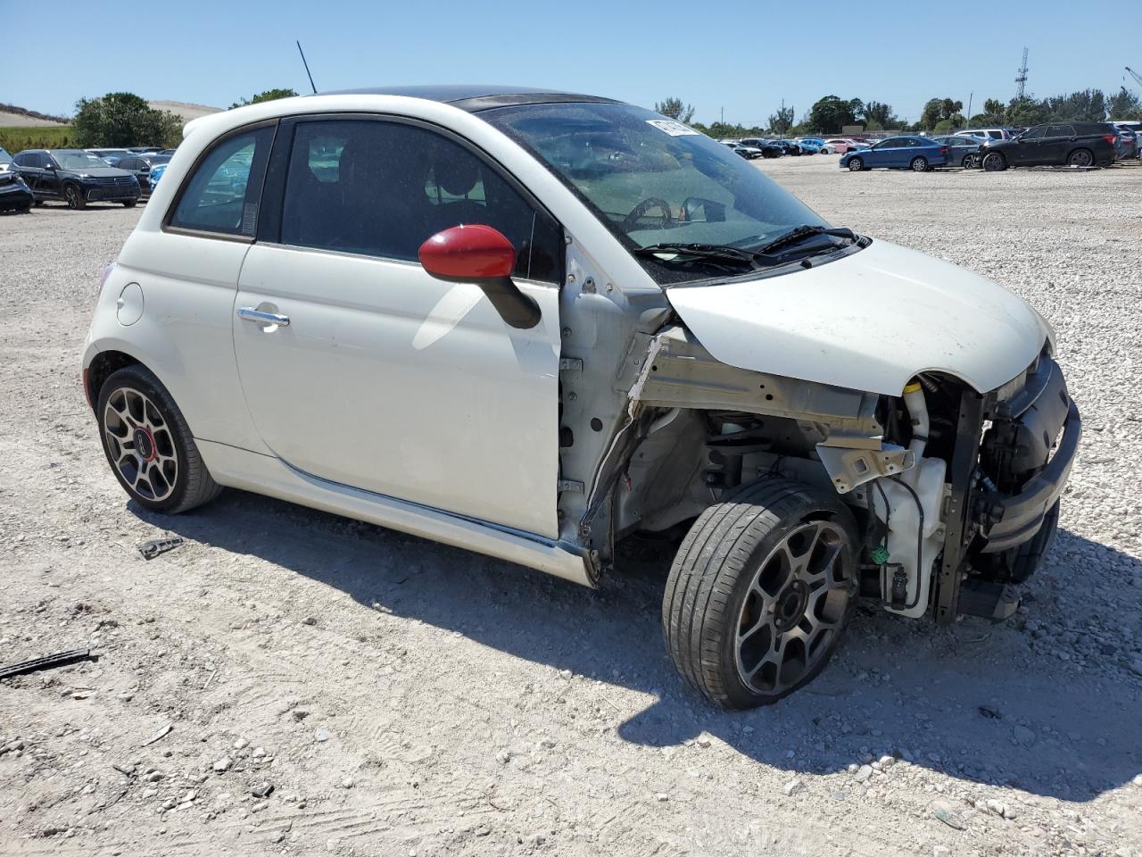 2013 Fiat 500 VIN 3C3CFFBRXDT752909 Copart auction photo, side / front end damage thumbnail 4