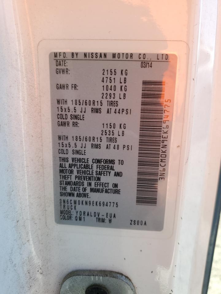 2014 Nissan NV VIN 3N6CM0KN9EK694775 Copart auction photo, minor dent/scratches damage thumbnail 13