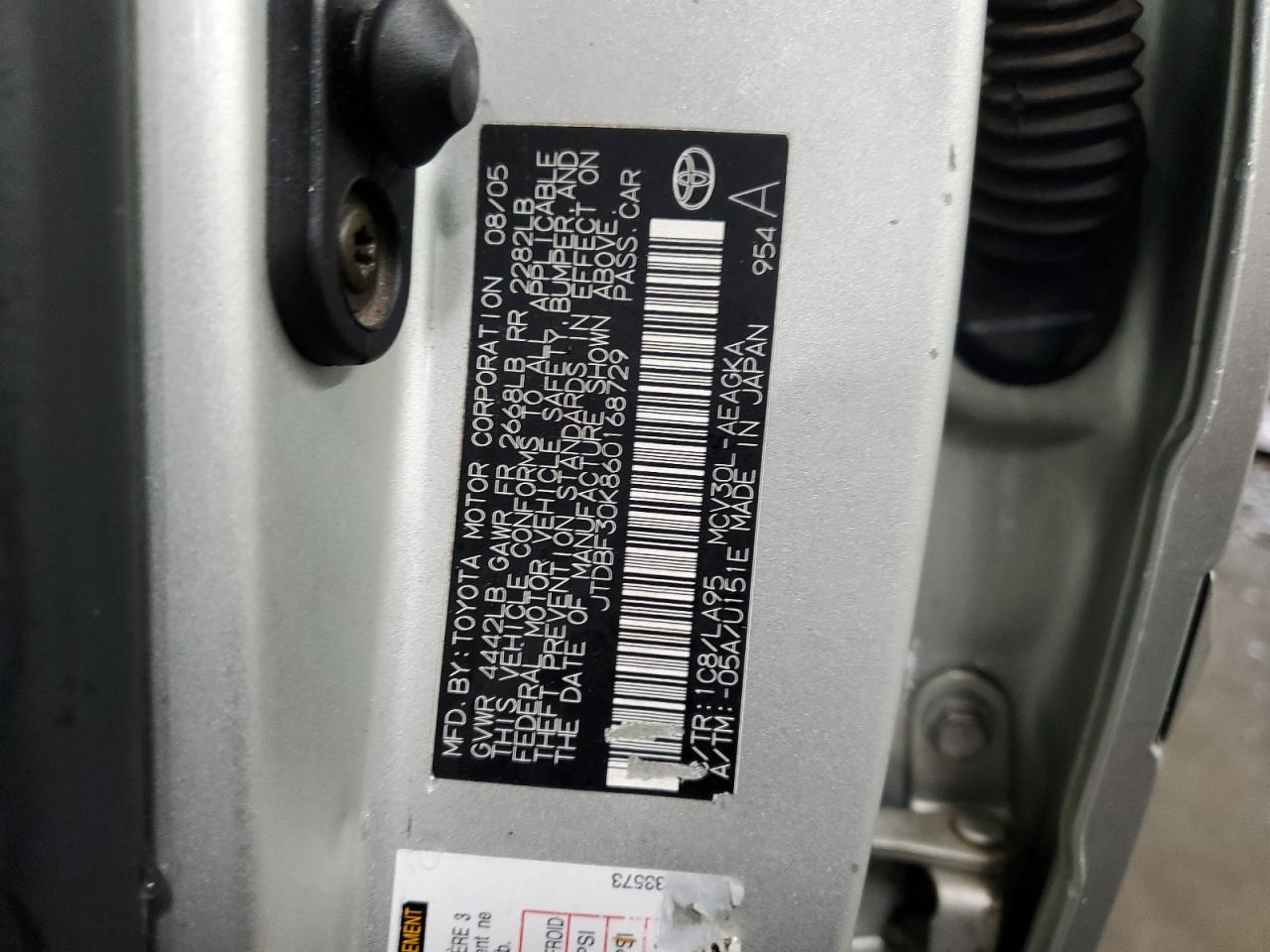 2006 Toyota Camry VIN JTDBF30K860168729 Copart auction photo, front end damage thumbnail 13