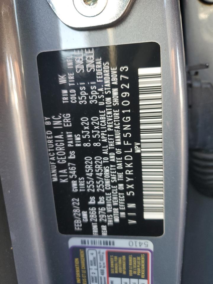 2022 KIA Sorento VIN 5XYRKDLF5NG109273 Copart auction photo, front end damage thumbnail 13