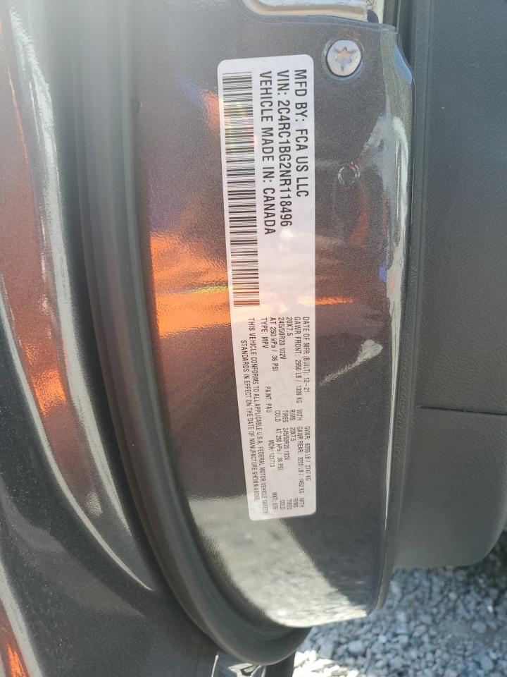 2022 Chrysler Pacifica VIN 2C4RC1BG2NR118496 Copart auction photo, front end damage thumbnail 14