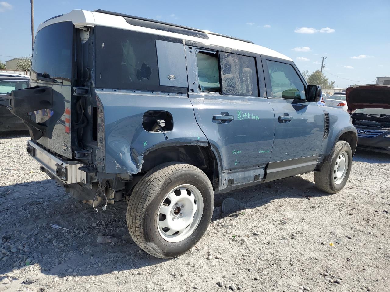 2021 Land Rover Defender VIN SALEJ7RX4M2047532 Copart auction photo, rear end / side damage thumbnail 3