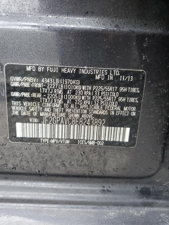 2014 Subaru XV VIN JF2GPAVC8E8243892 Copart auction photo, front end damage thumbnail 13