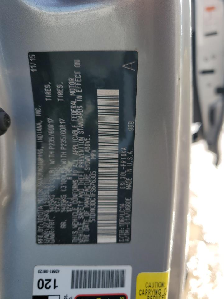 2015 Toyota Sienna VIN 5TDYK3DC1FS676305 Copart auction photo, front end damage thumbnail 14