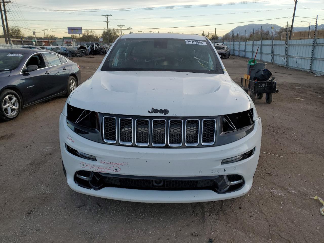 2014 Jeep Grand Cherokee VIN 1C4RJFDJ3EC245391 Copart auction photo, front end / side damage thumbnail 5