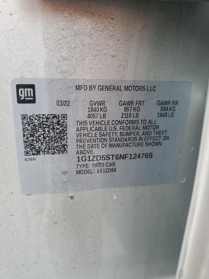 2022 Chevrolet Malibu VIN 1G1ZD5ST6NF124769 Copart auction photo, front end / side damage thumbnail 12