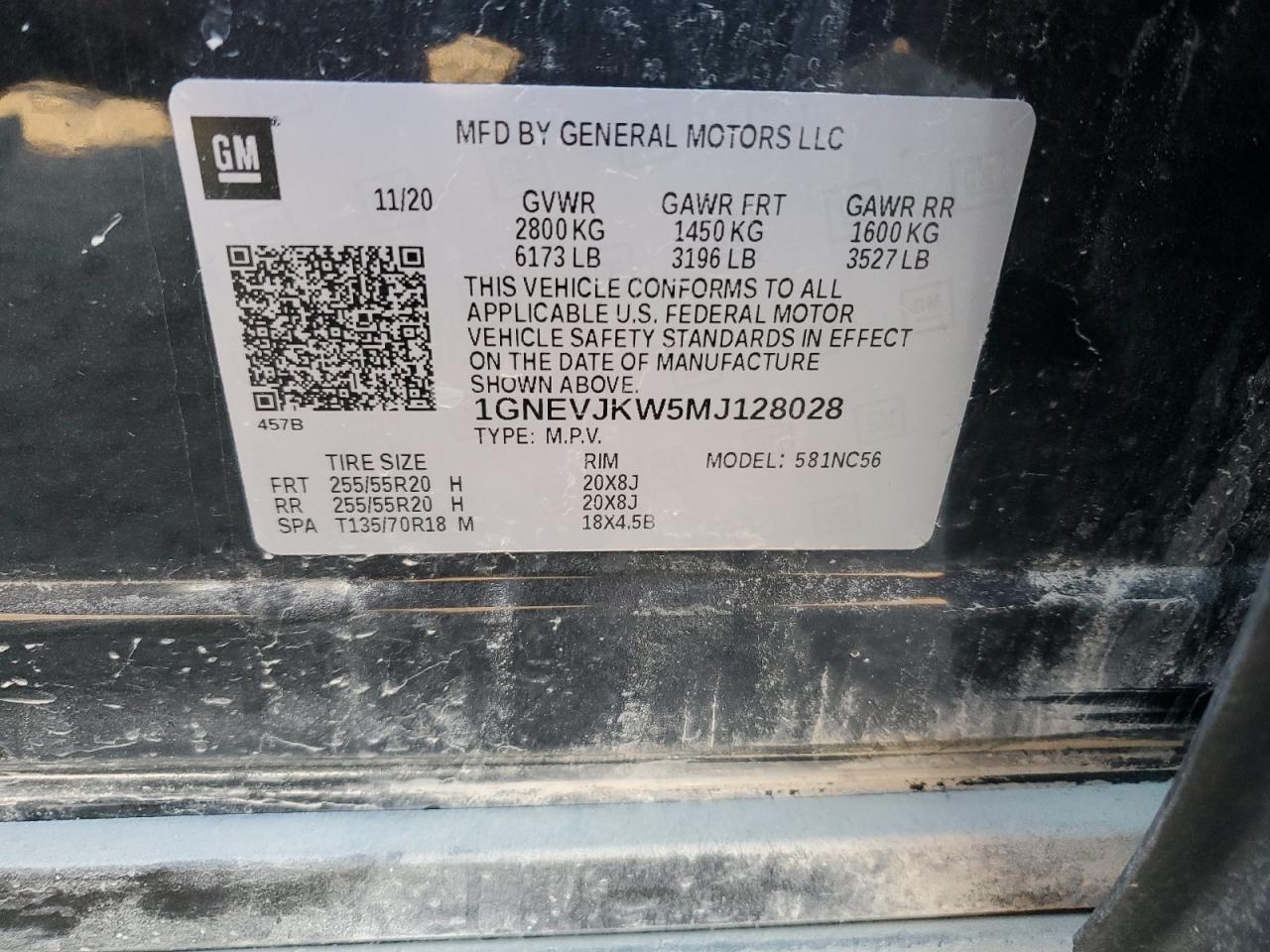 2021 Chevrolet Traverse VIN 1GNEVJKW5MJ128028 Copart auction photo, front end / side damage thumbnail 15