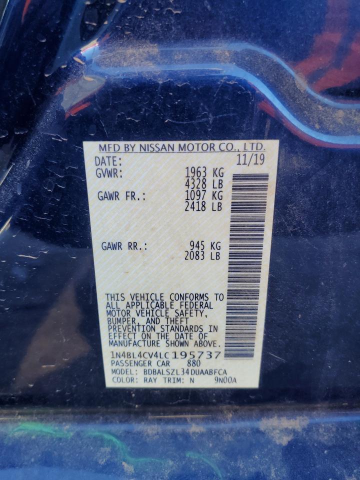 2020 Nissan Altima VIN 1N4BL4CV4LC195737 Copart auction photo, front end / minor dent/scratches damage thumbnail 12