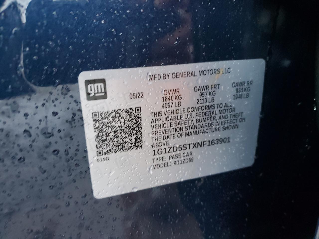 2022 Chevrolet Malibu VIN 1G1ZD5STXNF163901 Copart auction photo, mechanical damage thumbnail 12