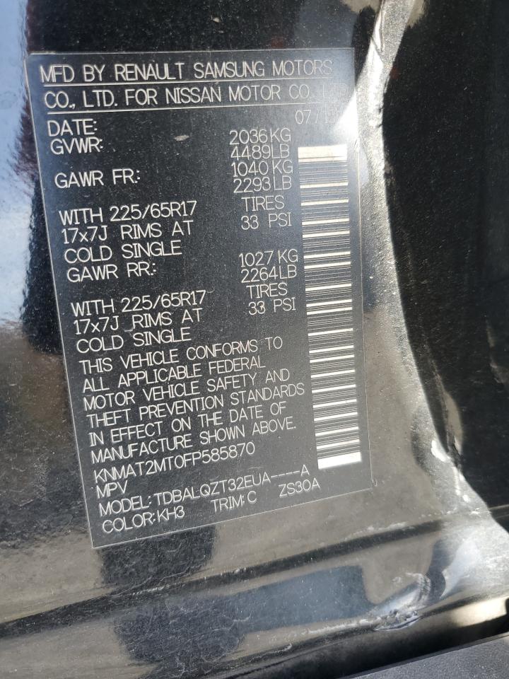 2015 Nissan Rogue VIN KNMAT2MT0FP585870 Copart auction photo, side damage thumbnail 14