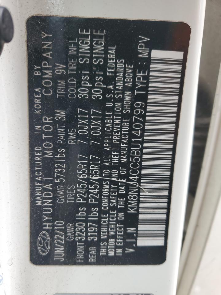 2011 Hyundai Veracruz VIN KM8NU4CC5BU140799 Copart auction photo, front end / minor dent/scratches damage thumbnail 16