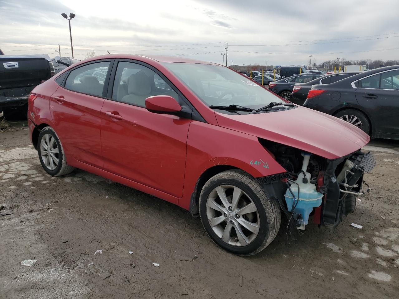 2013 Hyundai Accent VIN KMHCU4AE2DU416693 Copart auction photo, front end / rear end damage thumbnail 4