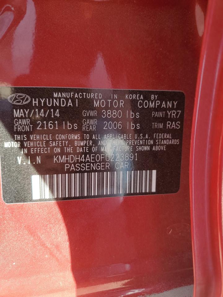 2015 Hyundai Elantra VIN KMHDH4AE0FU223891 Copart auction photo, side / front end damage thumbnail 12